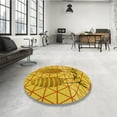 thumbnail image 4 of Ahgly Company Machine Washable Indoor Round Transitional Gold Yellow Area Rugs, 5' Round, 4 of 7