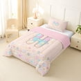 thumbnail image 2 of Castle Fairy Flower Balloon Letter H Twin Comforter Sets 3-Piece for Kids,Gradient Initial Bedding Set,Pink Reversible, 2 of 6