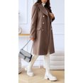 thumbnail image 4 of sicmoss Women's Khaki Double Breasted Wool Overcoat, Lapel Long Winter with Pockets, 4 of 7