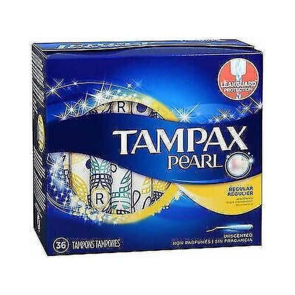 Tampax Pearl Regular Absorbency Plastic Tampons, Unscented, 36 ct, 4 Pack