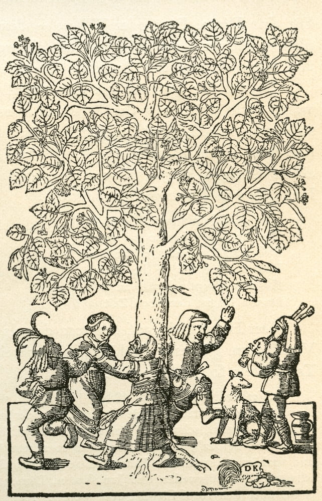 Under the village Linden Tree after a 16th century engraving by Kandel From Illustrierte Sittengeschichte vom Mittelalter bis zur Gegenwart by Eduard Fuchs published 1909 Canvas Art - Ken Welsh Desig