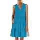 thumbnail image 2 of Vestidos de Manga Corta Casual para las Mujeres V Cuello Ruffle Mini Túnica, Sexy Elegante Vestido de Fiesta Del Club para las Vacaciones, Mezcla de Poliéster de Color Sólido, 2 of 9