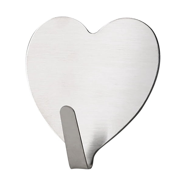 Xihbxyly Gancho Adhesivo En Forma de Corazón, Diseño Duradero de Acero Inoxidable, Gran Capacidad de Carga, Instalación Sin Taladros, Fácil de Usar En La Pared, Amarillo/Morado/Blanco/Rosa/Verde Clar