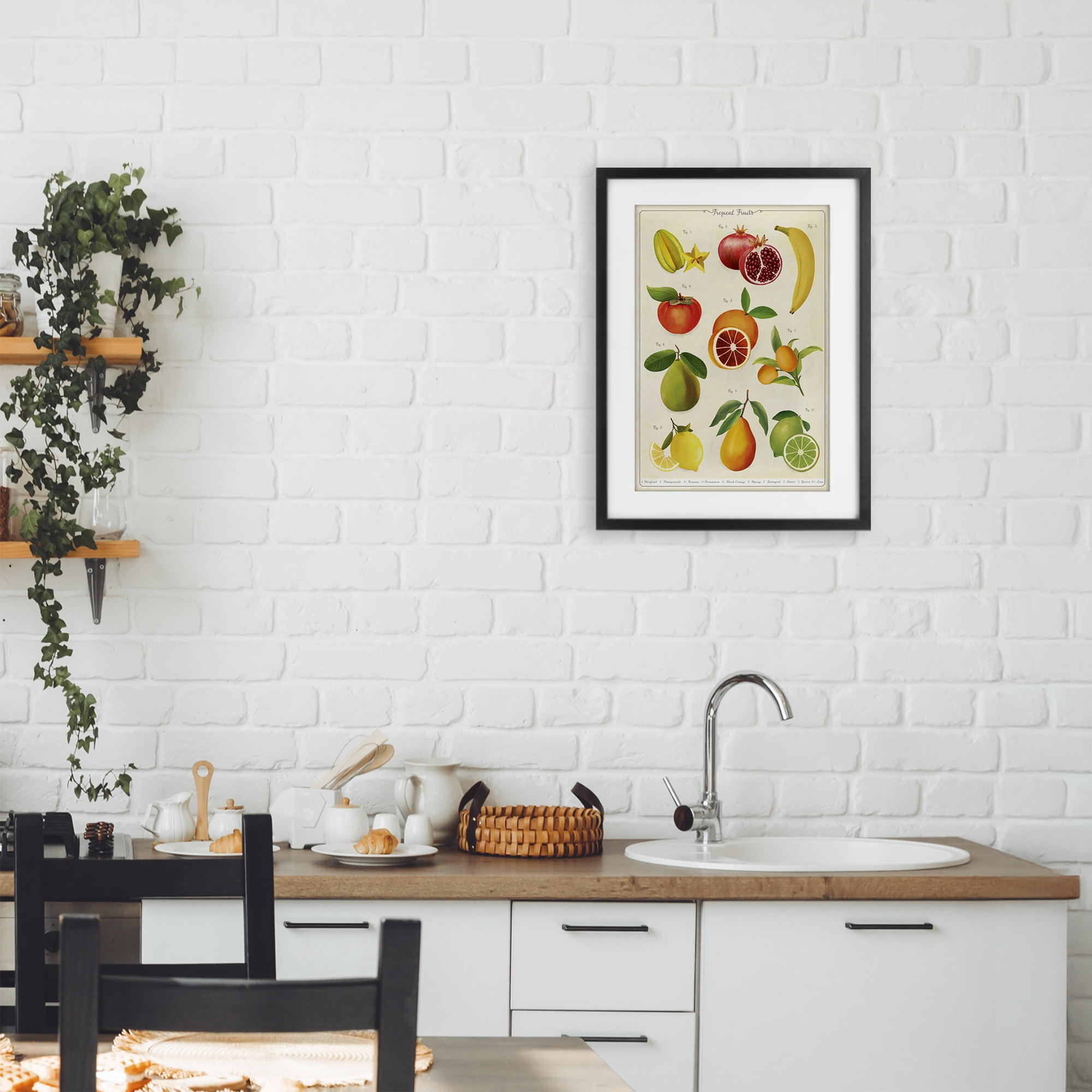 Stupell Industries Vintage Tropical Fruit Studies Black Framed Print Under Glass, design by Diane Neukirch