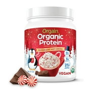 Orgain Organic Vegan 21g Protein Powder, Plant Based, Peppermint Hot Cocoa 1.02lb