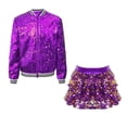thumbnail image 3 of vastwit Kids Girls Hip Hop Jazz Latin Dance Outfit Sequin Sparkle Jacket with Tiered Mini Skirt Set Dancewear Purple 10, 3 of 7