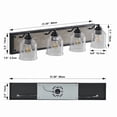 thumbnail image 2 of 32" Farmhouse Vanity Light, 4-Light Bathroom Wall Sconce with Seeded Glass Shades, Black Wood Grain Finish, Modern Industrial Style (No Bulbs), 2 of 10