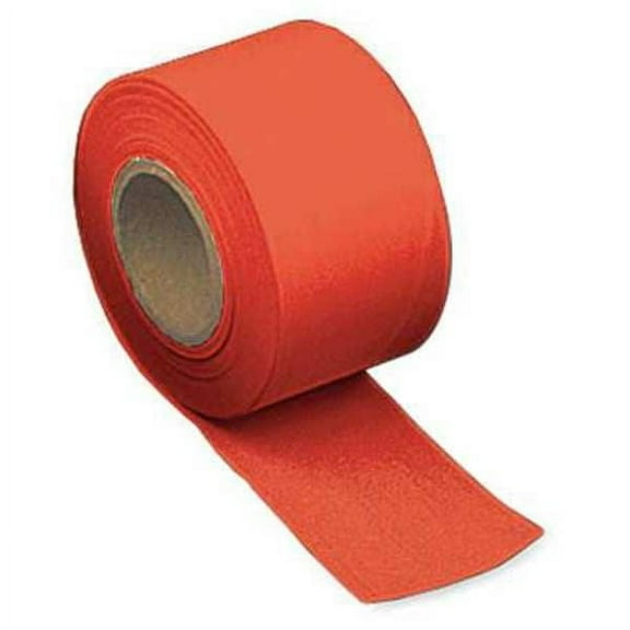 Flagging Tape, No Legend, Red, 2 in Wide x 300 ft Length, Vinyl, 2.5 mil