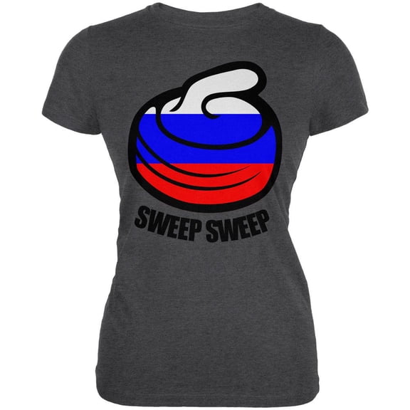 Winter Sports Flag Curling Sweep Sweep Russia Juniors Soft T Shirt