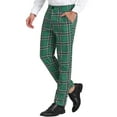 thumbnail image 4 of Unique Bargains Men's Flat Front Plaid Pants Formal Business Checked Trousers 38 Green Black, 4 of 6