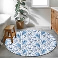 thumbnail image 4 of Summer Ocean Round Living Room Rugs 3.3 ft, Seahorse Shell Starfish White Background Washable Area Rug with Non-Slip Sturdy Edge Binding Round Front Door Mat Floor Carpet for Entryway, 4 of 9