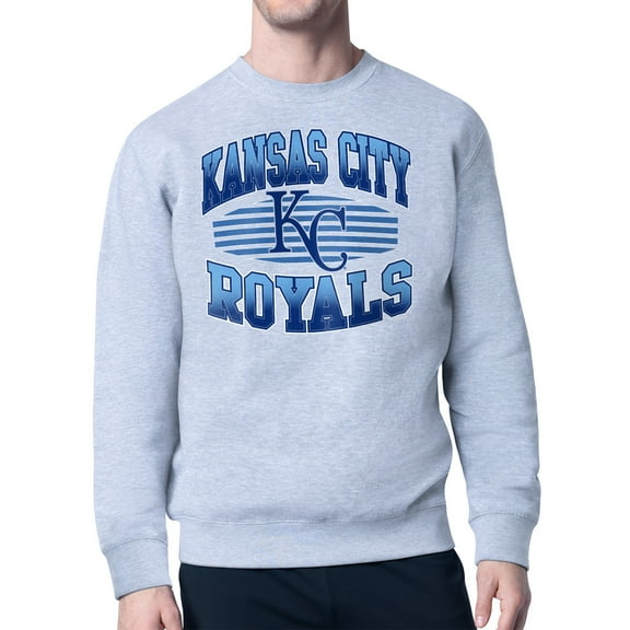 Men's Starter Heather Gray Kansas City Royals Team Grit Graphic Fleece Pullover Sweatshirt