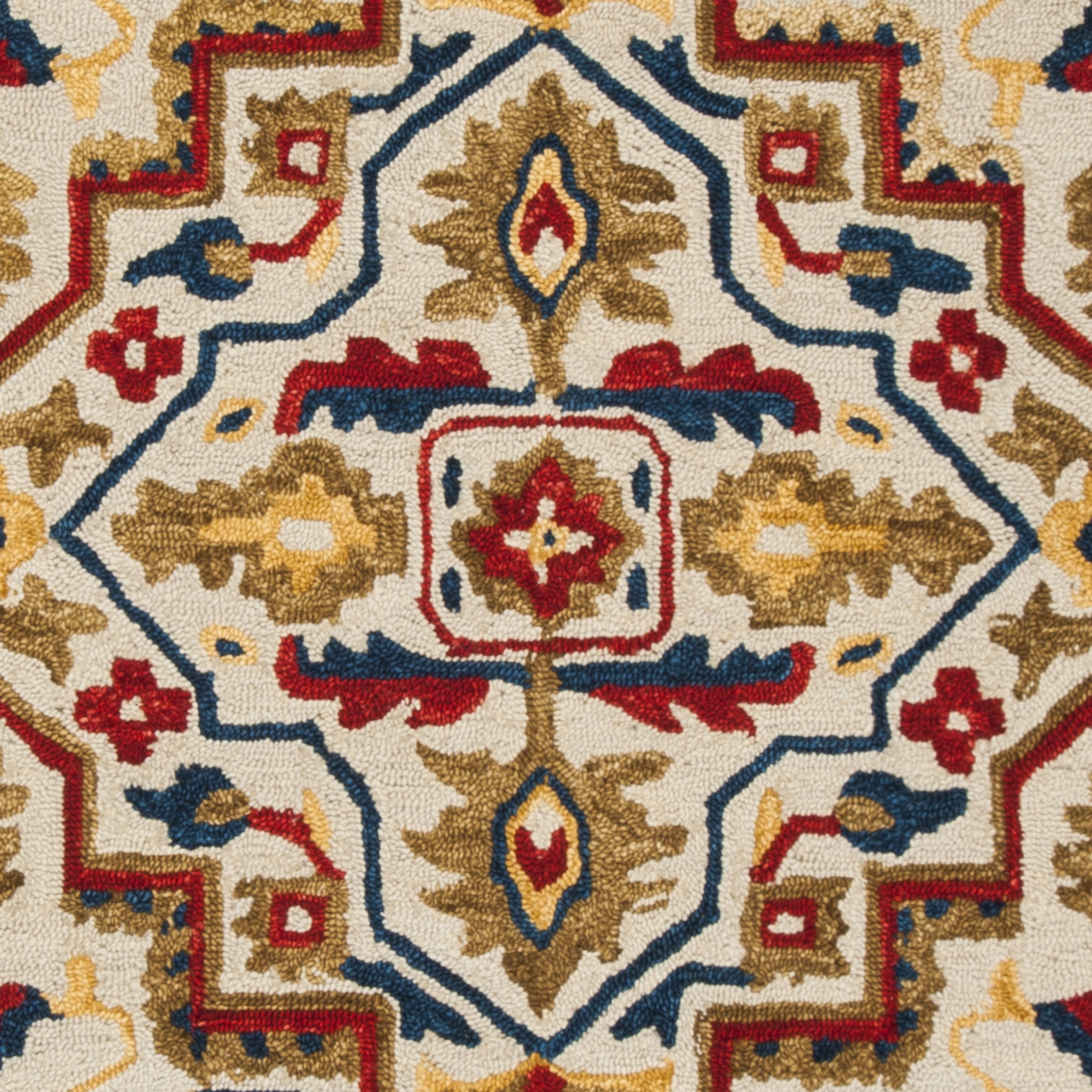 SAFAVIEH Aspen Coco Southwestern Wool Area Rug, Ivory/Multi, 7' x 7' Square