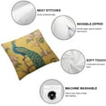 thumbnail image 4 of COMIO  Throw Pillow Covers Vintage Watercolor with Peacock On Tree Cherry Flowering Trees with Flowers Yellow Colorful Bird Decorative Square Pillowcases Cushion Cover 2pc, 4 of 6