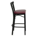thumbnail image 6 of Flash Furniture 2 Pk. HERCULES Series Black Two-Slat Ladder Back Metal Restaurant Barstool - Burgundy Vinyl Seat, 6 of 8