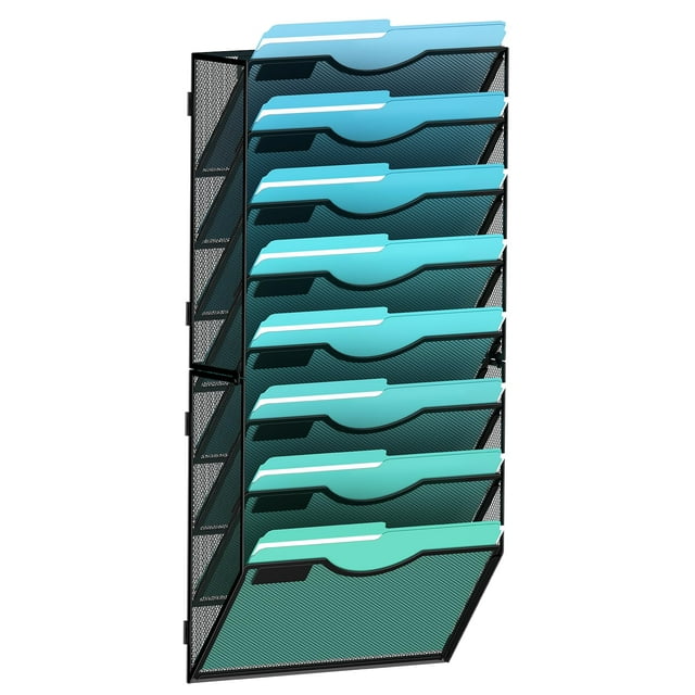 Organizador de archivos de pared Gawerk de 8 niveles para colgar en metal negro