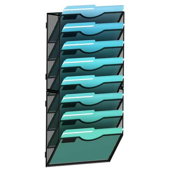 Organizador de archivos de pared Gawerk de 8 niveles para colgar en metal negro