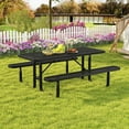 thumbnail image 3 of Costway 72" Coated Steel Camping Table with Seats Outdoor Picnic Table & Bench Set for 8 Black, 3 of 10