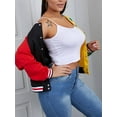 thumbnail image 4 of Lovelywholesale Women's Baseball Jacket Patchwork Long Sleeve Button Varsity Bomber Coat, 4 of 5