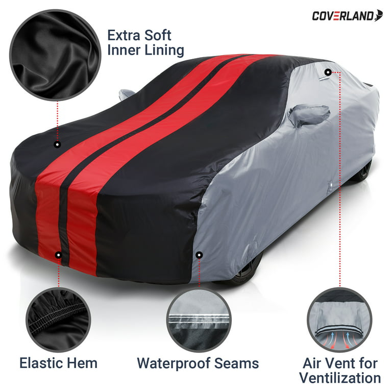 Custom Premium Plus Car Cover Fits: [Audi A3 Cabriolet] 2015-2020  Waterproof All-Weather (Tribe - Gray / Black) 