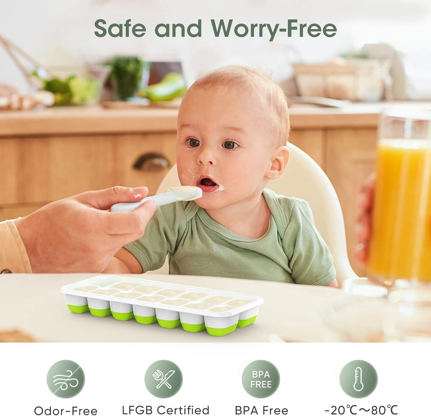 Ice Cube Tray with Lid and Bin, 4 Pack Silicone Plastic Ice Cube Trays for Freezer with Ice Box, Ice Trays with Ice Container, Stackable Ice Tray with Storage Ice Bucket Kits,Ice Tong,Ice Scoop