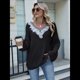 thumbnail image 5 of Suéter de Encaje con Apliques de Lentejuelas para Mujer, Otoño e Invierno, Cuello en V, Larga, Moderno y , Informal Negro M, 5 of 8