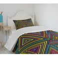thumbnail image 4 of Ambesonne Geometric Quilted Bedspread Set 2 Pcs, Rainbow Colors Design, Twin Size, Multicolor, 4 of 6