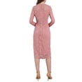 thumbnail image 3 of VESTIDO MIDI DE ENCAJE FLORAL CON MANGAS LARGAS TRANSPARENTES Y ESCOTE EN V PARA MUJER INSPIRE CHIC M ROSA, 3 of 5