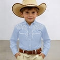 thumbnail image 2 of Byoo Little Boys Summer Vintage Western Button Down Shirt Embroidered Cowboy Casual Long Sleeve Tops, 2 of 4