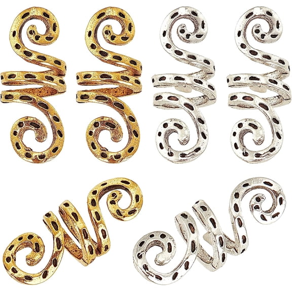 40pcs Viking Hair Beads Spiral Coils-Beard Hair Tube Beads Dreadlocks Spiral Hair Coils Spring Beads Hair Accessories for Braid Beards Hair Pendants (Antique Silver & Antique Golden)