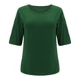 thumbnail image 4 of WTXUE T-Shirts Elbow-Length, Crew Neck Shirts for Women's Casual Comfortable Loose T Shirt Cotton Solid | Casual for Women Green XXL, 4 of 8