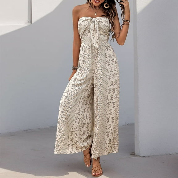Womens Jumpsuits Summer Casual Dressy off Shoulder Belted Wide Leg Romper Sexy Elegant Boho Vacation One Piece Outfit
