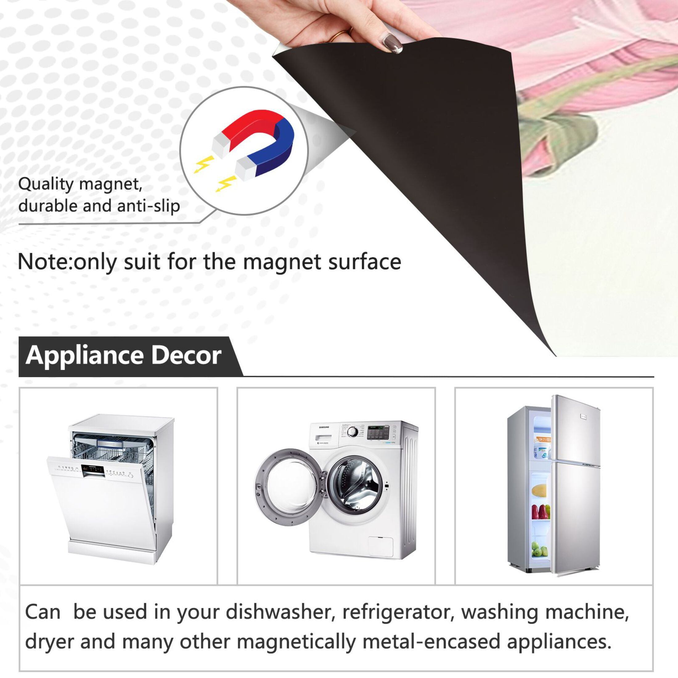Dishwasher Magnetic Sticker 23x26 Inch Refrigerator Magnetic Sticker Washing Machine Magnetic Sticker Kitchen Panel Magnetic Sticker Home Decor Pink Large Flowers