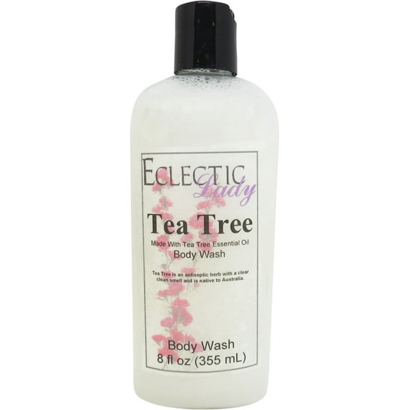 Tea Tree Essential Oil Body Wash by Eclectic Lady, Liquid Shower Gel for Women and Men, 8 Ounces