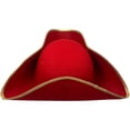 thumbnail image 7 of Yvsxxv Red Colonial Tricorn Pirate Hat Historical Reenactment Headwear 1Pc, 7 of 7