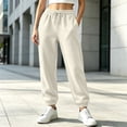 thumbnail image 5 of Womens High Waisted Baggy Sweatpants Fleece Lined Sweatpants Fall Winter Athletic Joggers Lounge Trousers Cinch Bottom Sweatpants, 5 of 5