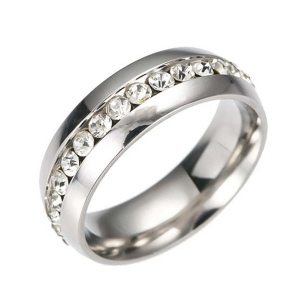 Fiudx Anillo de Acero Inoxidable para Pareja, Elegante Diseño de Cristal, Joyería Unisex, Accesorio para Bodas, Compromisos y Fiestas, Ideal para Citas y Banquetes, Regalo Perfecto, Juego de 1