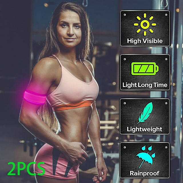 EGNMCR Light Up LED Armbands for Running Reflective Gear Flashing LED Sports Wristbands LED Armbands