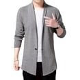 thumbnail image 4 of Suéteres de hombre de lana gruesa con botones exquisitos y cárdigan extralargo, chaquetas, abrigos de color liso, 4 of 5