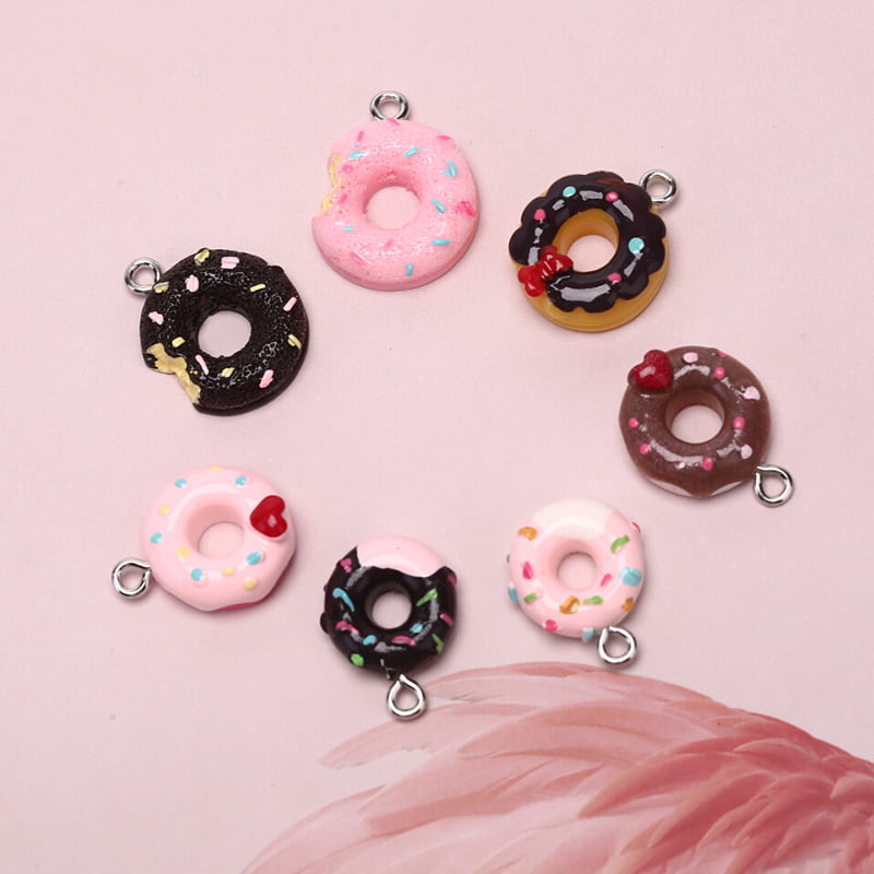 10Pcs/Set Resin Donuts Food Charms Pendants Jewelry Findings DIY Craft Making IS 