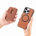 thumbnail image 5 of Dteck Detachable Back Cover for iPhone 16 Pro Max with Card Holder, Magnetic Wallet Pocket Carbon Fiber Texture PU Leather Slim Phone Case, Brown, 5 of 12