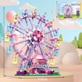 thumbnail image 2 of 813Piece Ferris Wheel Building Set with Fairy Lights, Two-Way Rotation， STEM Learning Toy for Ages 8-12 ，Amusement Park Construction Kit for Boys, Girls, and Adults (Pink), 2 of 6