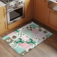 thumbnail image 2 of Spring Floral Checkered Entryway Rug 2'x3'&nbsp; Non Slip Front Door Mats, Turquoise Pink Buffalo Plaid Entrance Rugs Indoor Outdoor Carpet, Washable Floor Mats Small Area Rug for Bedroom Kitchen, 2 of 8