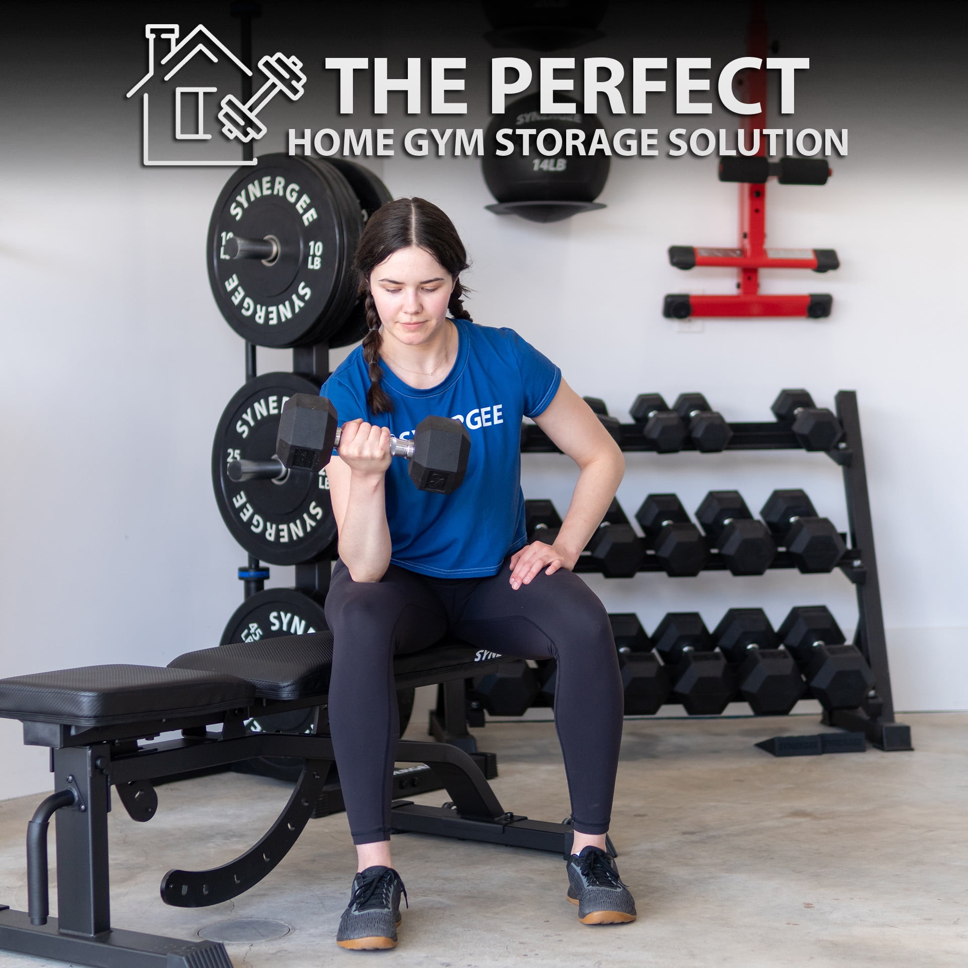 Synergee 3-Tier Dumbbell Rack Multilevel Weight Storage Organizer for Home Gym - Small