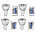 thumbnail image 1 of 4pcs GU10 Bulbs and 1remote Control with Memory Function 4dynamic Lighting Modes Spotlight 17colors, 1 of 5