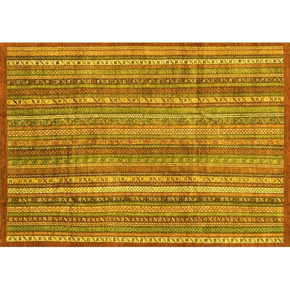 Ahgly Company Machine Washable Indoor Rectangle Abstract Yellow Modern Area Rugs, 4' x 6'