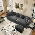 thumbnail image 6 of 89" Convertible Couches and Sofas, Velvet 3-Seater Sofa with Movable Ottoman, Convertible Sleeper Sofa Bed for Living Room, Grey, 6 of 12