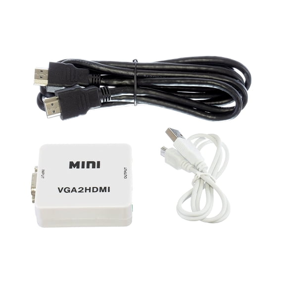 THE CIMPLE CO - White VGA to HDMI Converter Adapter Box with High Speed HDMI Cable