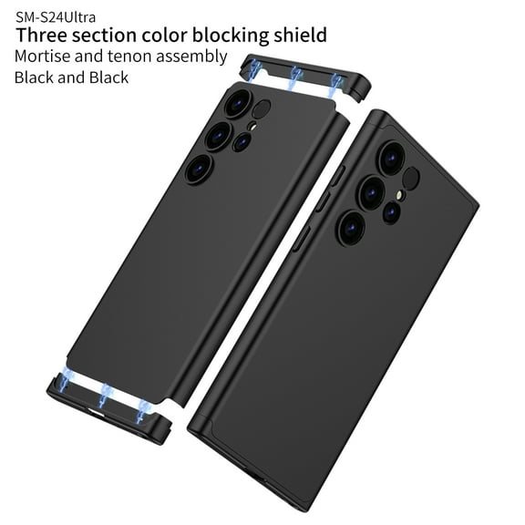 ELEHOLD for Samsung Galaxy S24 Ultra Hard PC Case Magnetic Section Color Frame Shockproof Anti-Scratch Slim Fit Lightweight Protective Cover for Samsung Galaxy S24 Ultra,Black