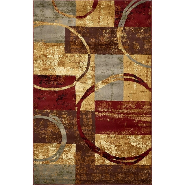 Unique Loom Barista Collection Modern Circles Rustic Warm Rug_COF010, 5' x 8', Multi/Beige